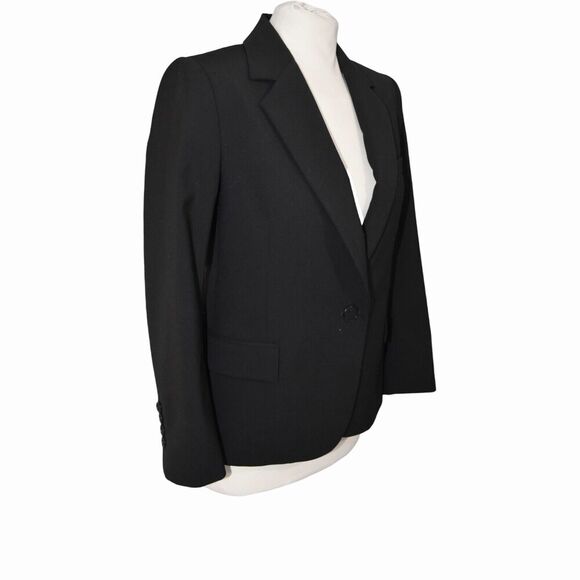 Theory Blazer Black Single Breasted Stretch Wool Suit Jacket Work Office Size 2 - Picture 1 of 7